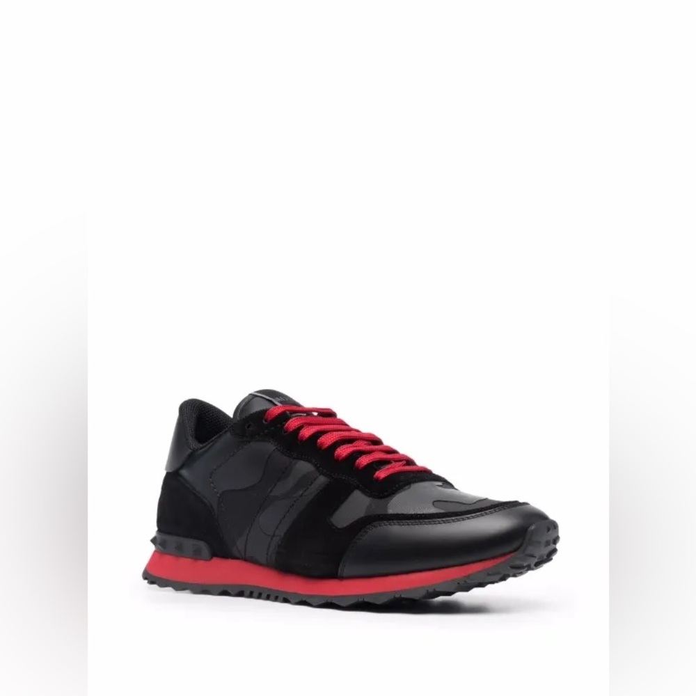 Valentino Garavani Black & Red Camo Rockrunner Sneakers - Picture 16 of 16